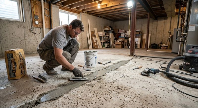 Cracked Basement Floor Repair in Cherokee County, GA