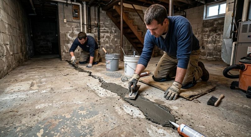Cracked Basement Floor Repair in Cherokee County, GA